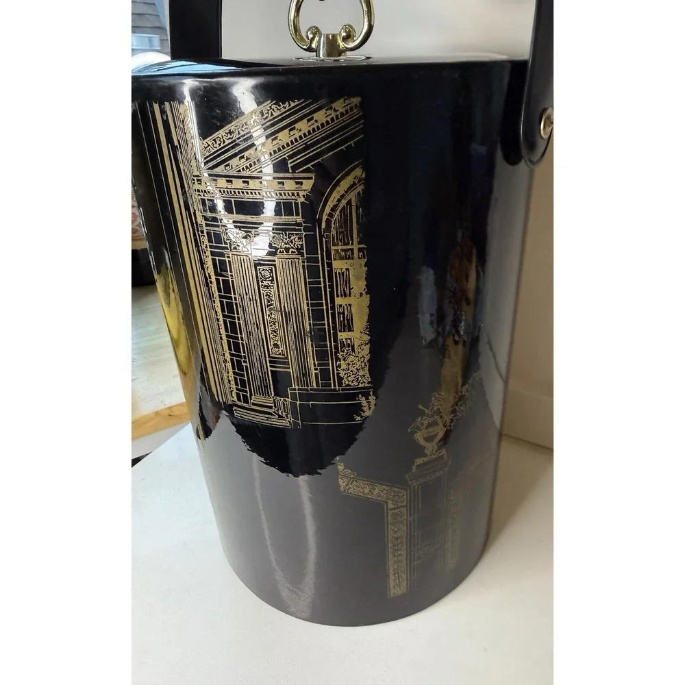 Vintage University of California UC Berkeley Ice Bucket Black Gold MCM Barware